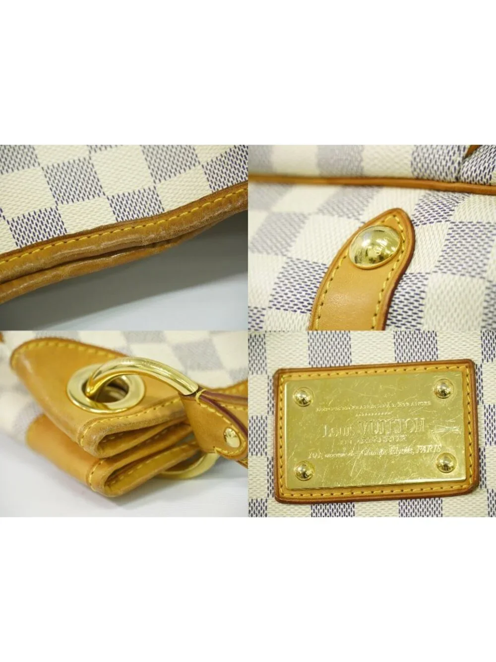 Louis Vuitton LV Galleria PM Damier Azur Shoulder Bag White Gray